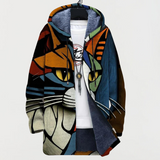 Gudrun | Damen Kapuzenjacke mit Katzenmuster