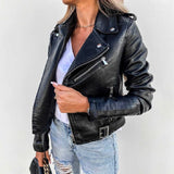 Lore | Kurze Bikerjacke aus Kunstleder