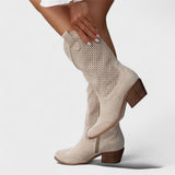 Friederike | Perforierte Wildleder-Stiefel