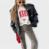 Chandra - Jeans Vintage avec Motif Léopard