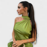 Robe maxi à col halter dénudé
