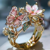 Bague papillon brillante en nature avec zircon
