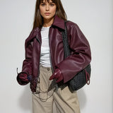 Theresia | Kurze Bomberjacke in Bordeaux Jacke