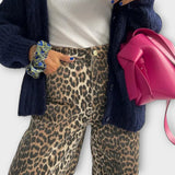 Chandra - Jeans Vintage avec Motif Léopard