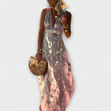 Robe fluide avec décolleté en V et détails en sequins