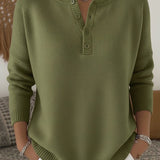 Gerda | Henley-Pullover mit Knopfleiste