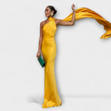 Robe maxi à col halter dénudé