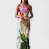 De Sapphire - Élégant Robe Maxi Patchwork