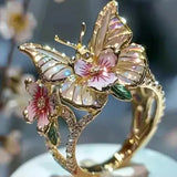 Bague papillon brillante en nature avec zircon
