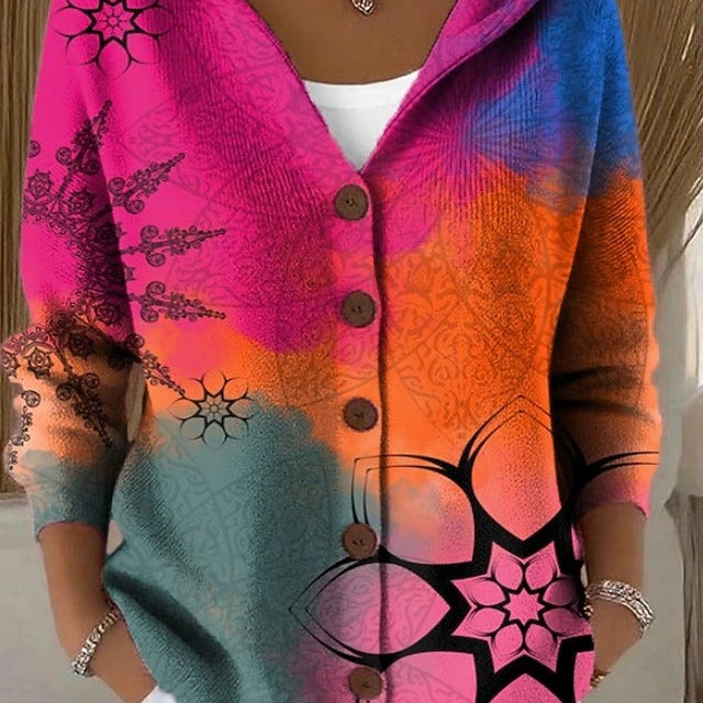 Sieglinde | Bunte Kapuzenjacke mit Kunstdruck