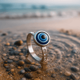 Bague en marbre argenté