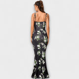 Thalia - Robe de bal à imprimé floral avec bretelles nouées