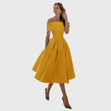 Romy - Élégante Robe Maxi Drapée Off-the-Shoulder