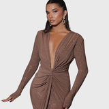 Thea - Robe maxi avec décolleté en V profond