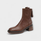 Grete | Klassischer Lederstiefel mit Blockabsatz