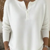 Gerda | Henley-Pullover mit Knopfleiste