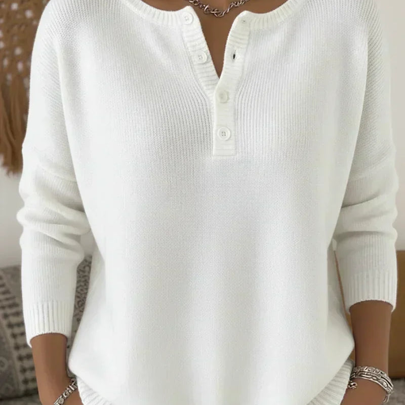 Gerda | Henley-Pullover mit Knopfleiste