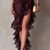Renate™ | Elegantes Boho-Maxikleid mit Rosen-Print und Rüschen