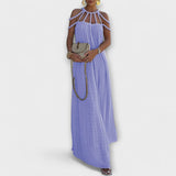Briar - Une élégante robe maxi en tissu mélangé avec des tresses drapées