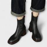 Grete | Klassischer Lederstiefel mit Blockabsatz