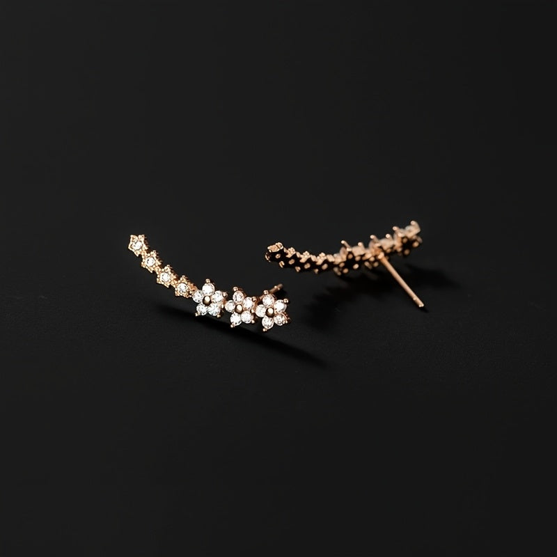 Boucles d'oreilles florales en strass luxueuses