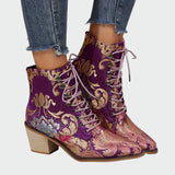 Stiefeletten aus Leder mit Blumen