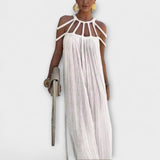 Briar - Une élégante robe maxi en tissu mélangé avec des tresses drapées