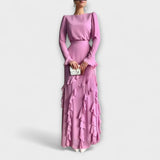 Fallon - Robe longue slim fit avec des volants tridimensionnels