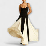 Ember - Élégance Classique Robe Maxi A-Ligne avec Panneaux en Tulle
