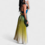 Haven - Robe maxi à plis dégradés sans dos élégante