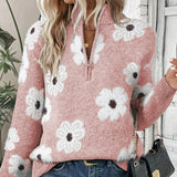 Judith | Floraler Kabelstrick-Pullover