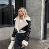 Heidi | Kurze Lederjacke mit Teddyfutter Jacke