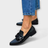 Zinnia – Mocassins avec motif serpent et détail de nœud