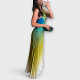 Haven - Robe maxi à plis dégradés sans dos élégante