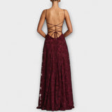 Kairi - Robe Maxi en Dentelle Florale Chic avec Bretelles Spaghetti
