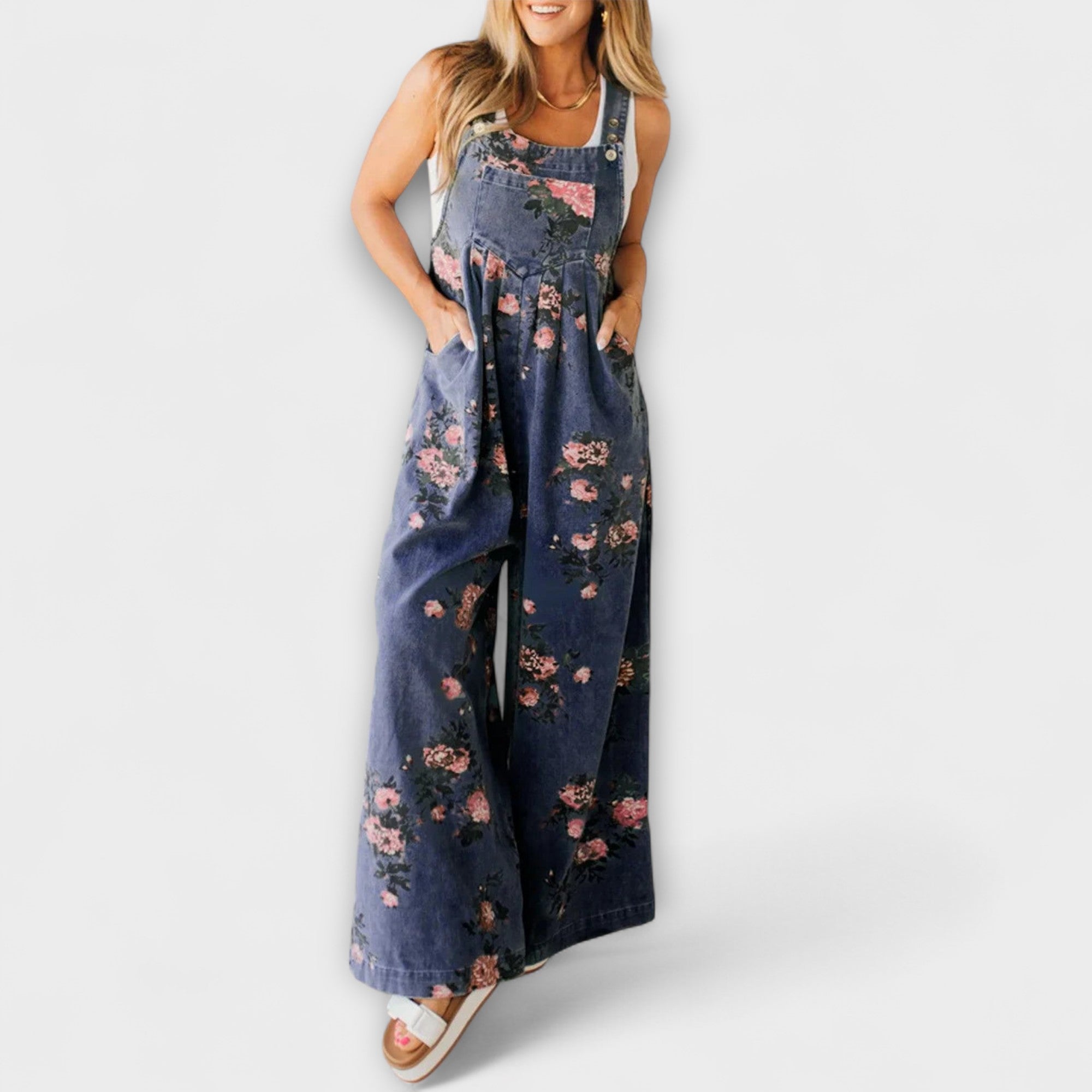 Bethany - Salopette en denim à motif floral