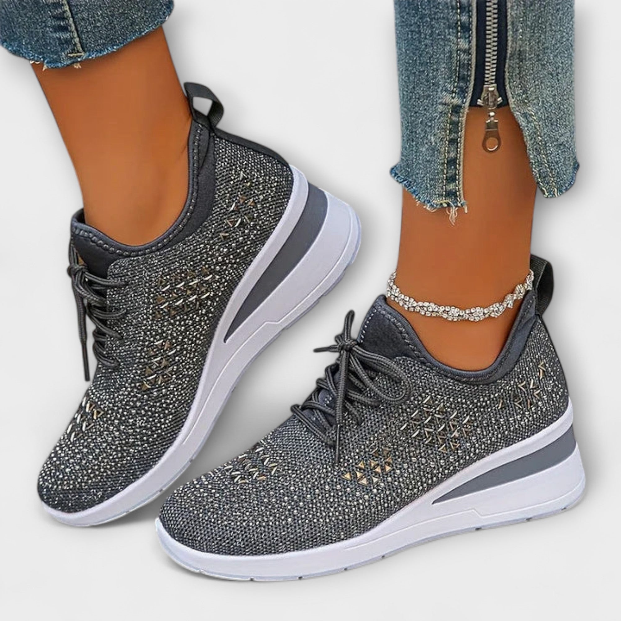 Giselle – Baskets Orthopédiques Étincelantes avec Strass