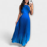 Haven - Robe maxi à plis dégradés sans dos élégante