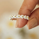 Bague réglable avec marguerite peinte à la main