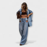 Blair - Ensemble en denim sans manches à coupe ample