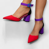 Madison - Chaussures à bout pointu en coloris bloqués avec des talons épais