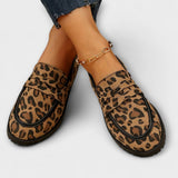 Mireille – Loafer de loisirs en cuir suédé avec imprimé léopard à bout rond