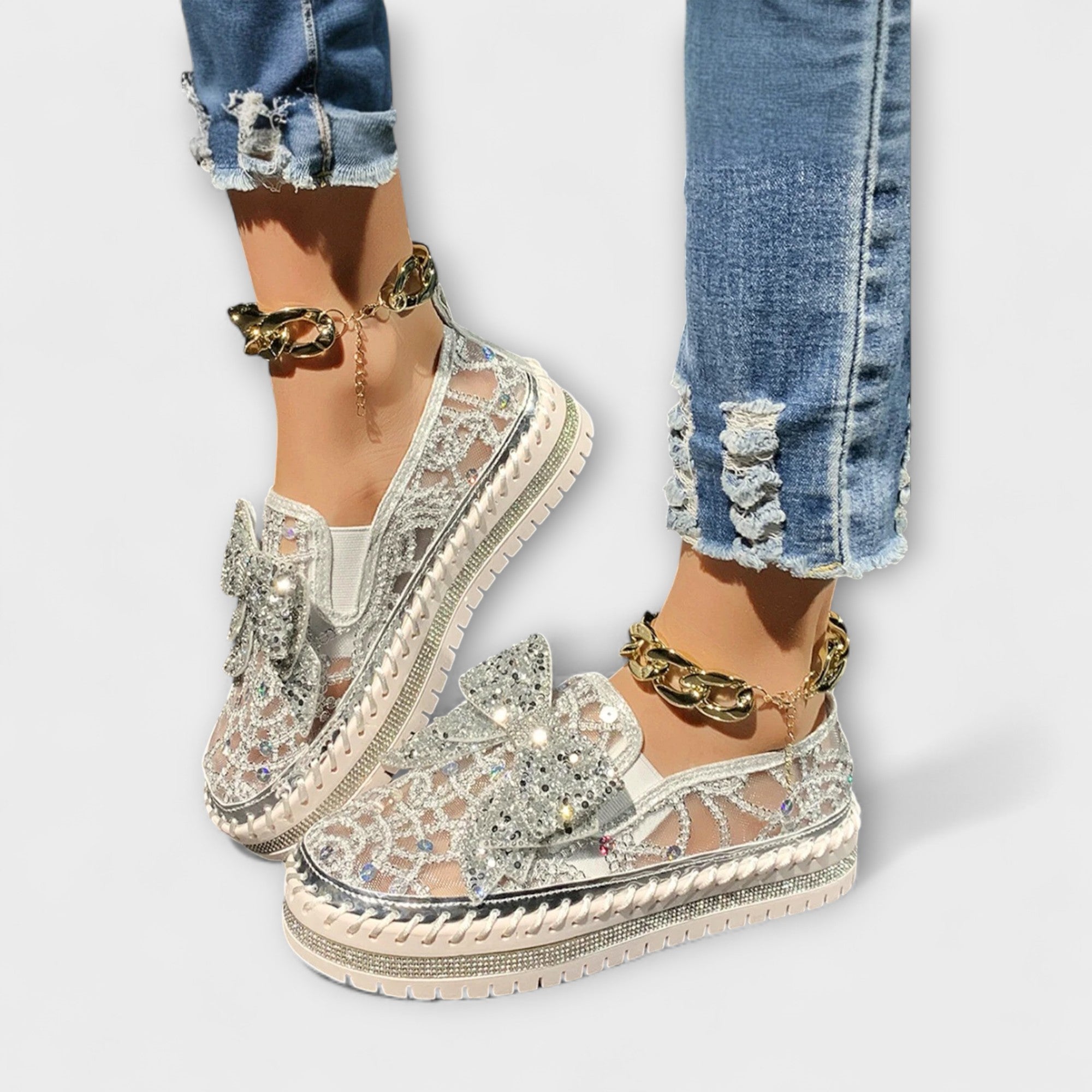 Rue – Mocassin avec nœud en strass