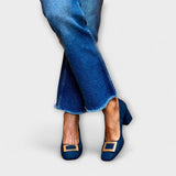 Karen - Talons épais bleu marine