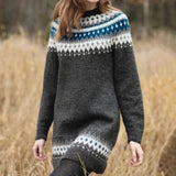 Hiltrud | Longline Pullover mit Fair-Isle-Joch