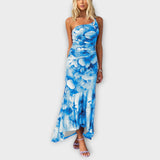 Pia - Robe maxi avec drapé sur un côté