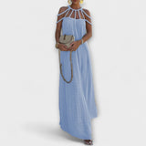 Briar - Une élégante robe maxi en tissu mélangé avec des tresses drapées