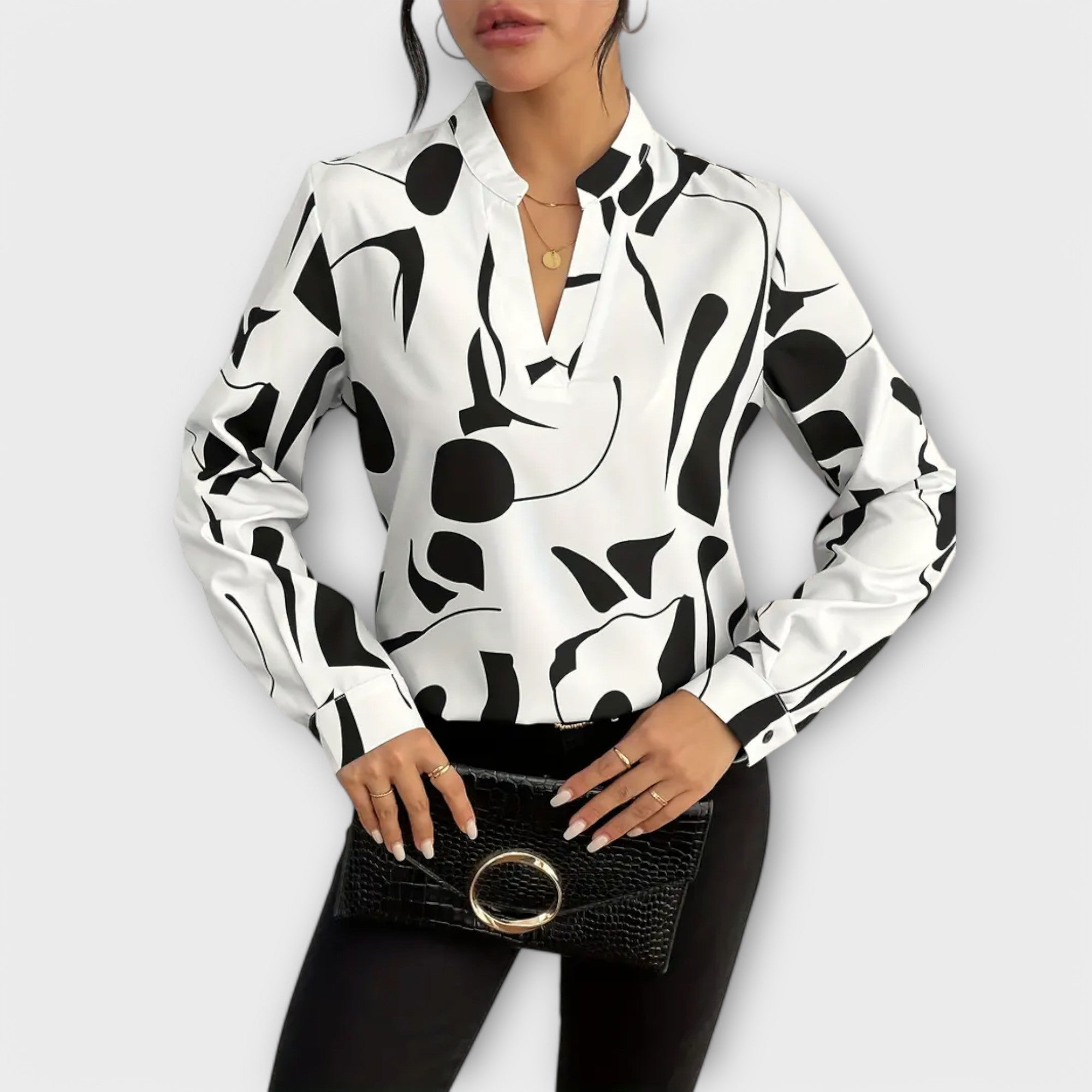 Edith - Blouse élégante à manches longues avec décolleté en V