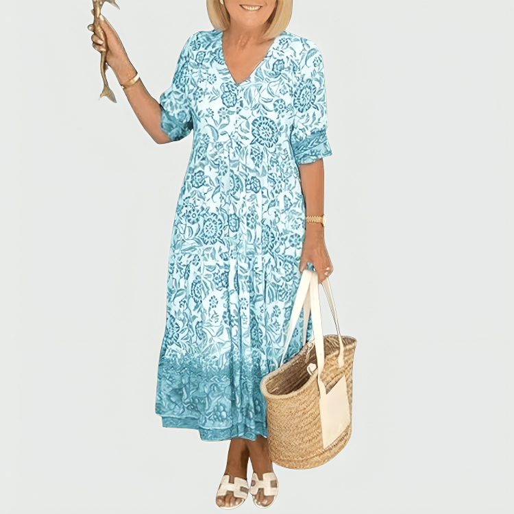 Constance | Robe Midi à Imprimé Floral avec Ourlet à Volants