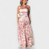 Tatum - Robe maxi sans épaules en pastel époustouflante